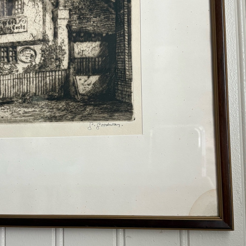 Antique George Goodway Etching Art “The Old Round House St Albans” Early 1900s - Picture 10 of 16